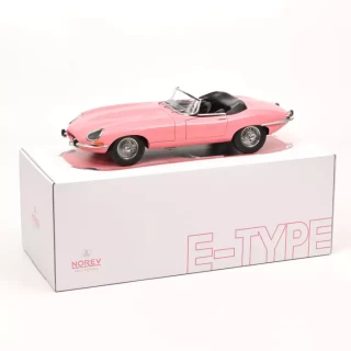 Jaguar E-Type Cabriolet 1962 Rosa 1:12 - Limitierte Auflage 300 St. Norev 1:12 Metallmodell (Türen/Hauben nicht zu öffnen!)